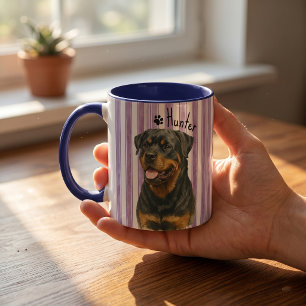 Taza Nombre y foto modernos simples de la mascota