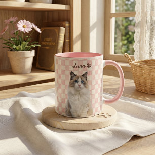 Taza Nombre y foto modernos simples de la mascota