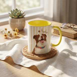 Taza Nombre y foto modernos simples de la mascota