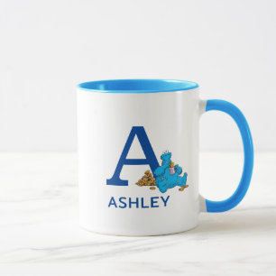 Taza Nombre y Monograma A de Cookie Monster Eating Cook