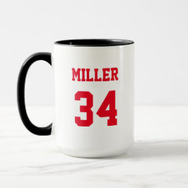 Taza Nombre y número personalizado rojo de Sports Jerse