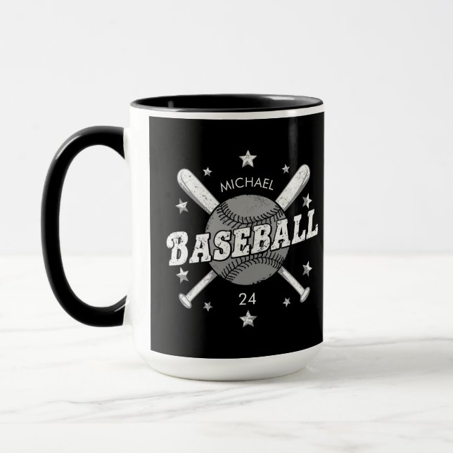 Taza Nombre y número personalizados de béisbol de moda (Izquierda)