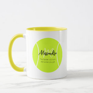 Taza Nombre y texto personalizados de la bola de tenis