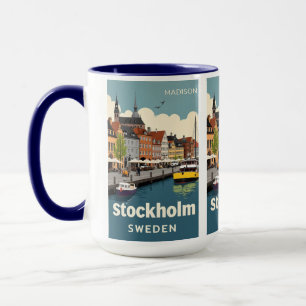 Taza Nombre y texto personalizados Estocolmo Suecia