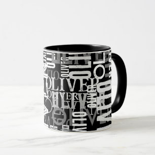 Taza Nombres con problemas replicados en negro moderno