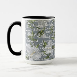 Taza Nombres de caligrafía de Cristo|| Gris y negro