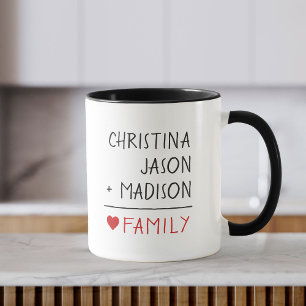 Taza Nombres de familia matemáticas amor por la familia