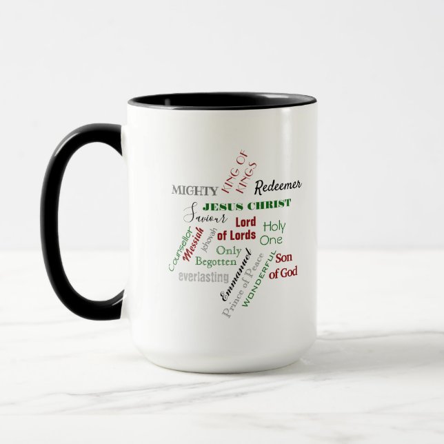 Taza Nombres de los Navidades de la nube de palabras Je (Izquierda)