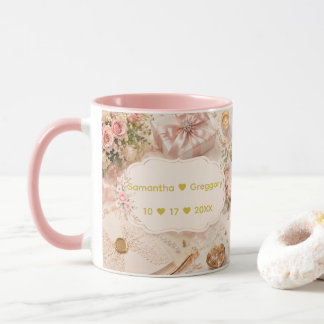 Taza Nombres de parejas Boda/Aniversario Elegante Boda
