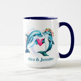Taza Nombres de parejas de delfines de San Valentín per