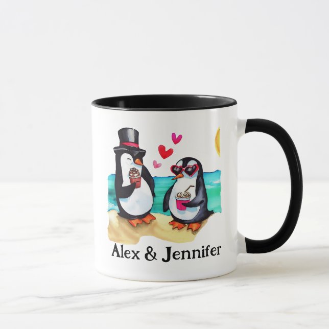 Taza Nombres de parejas de pingüinos personalizados per (Derecha)
