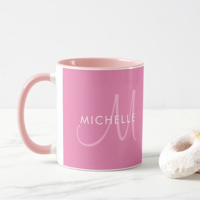 Taza Nombres de plantilla de personalizable Monograma i (Con donut)