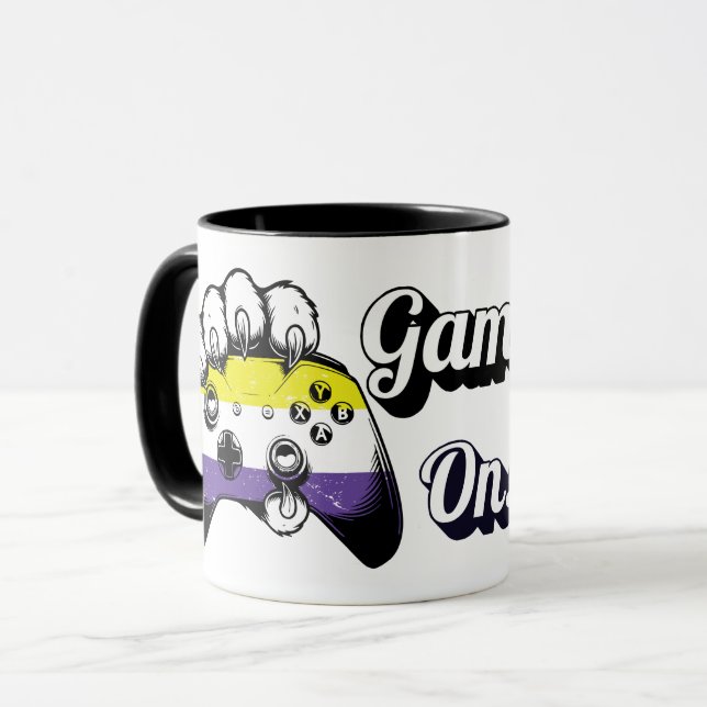 Taza Nonbinary Pride Game On Tiger Paw Controller Mug (Anverso izquierdo)