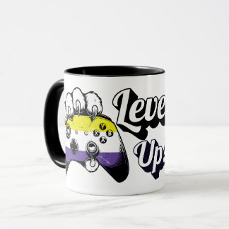 Taza Nonbinary Pride Level Up Tiger Paw Controller Mug