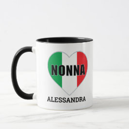 Taza NONNA Bandera Italiana Corazón personalizado