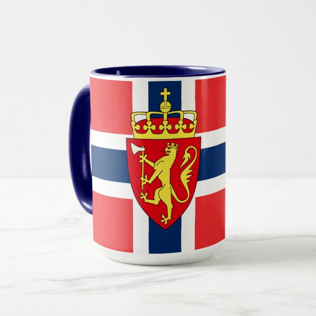 Taza Noruega, pabellón noruego, con escudo de armas (Anverso izquierdo)
