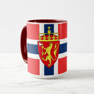 Taza Noruega, pabellón noruego, con escudo de armas