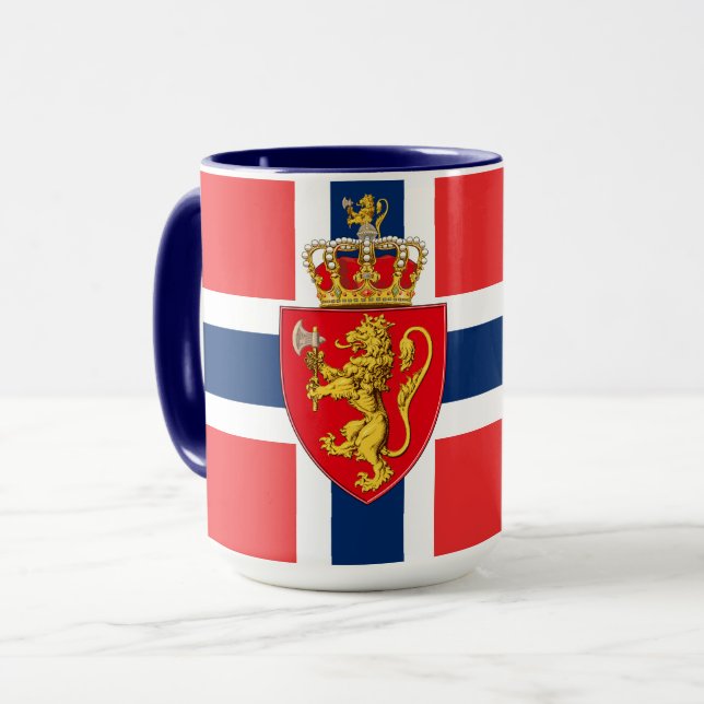 Taza Noruega, pabellón noruego, con escudo de armas (Anverso izquierdo)