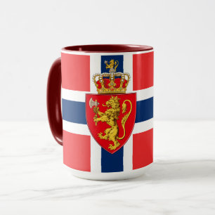 Taza Noruega, pabellón noruego, con escudo de armas