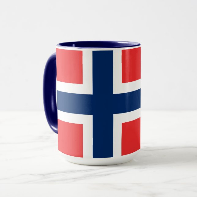 Taza Noruega, pabellón noruego, con escudo de armas (Anverso izquierdo)