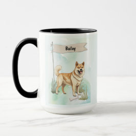 Taza Norwegian Buhund Watercolor Personalized Dog