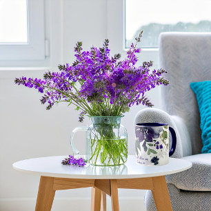 Taza Nos entregará, color morado floral