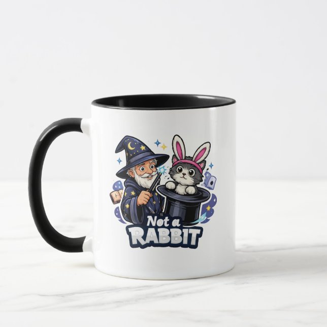 Taza Not a Rabbit – Wizard Pulling Cat Funny (Izquierda)