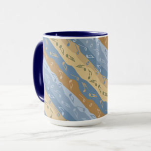 Taza Nota De Música Rayas Marrón Y Azul