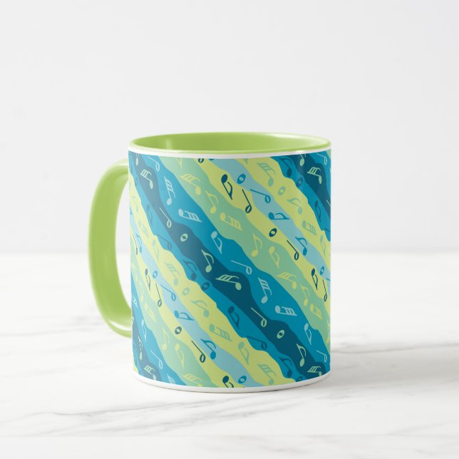 Taza Nota De Música Rayas Verde Y Azul (Anverso izquierdo)