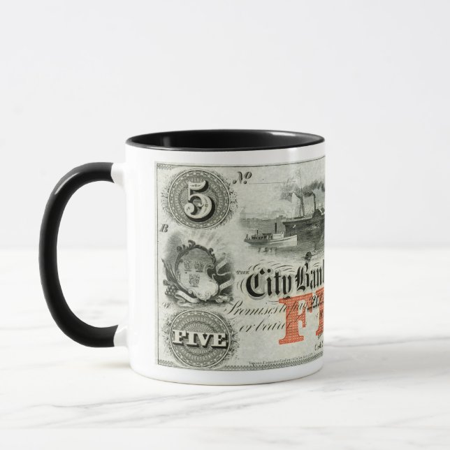 Taza Nota de New Haven Five Dollar 1855 (Izquierda)