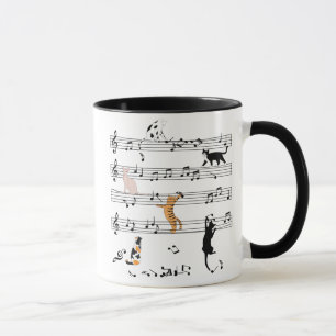 Taza Nota de reproducción de gato Música, Regalo de gat