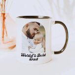 Taza Nota del mejor Personalizado de papá del mundo ret<br><div class="desc">La mejor taza de papá de este mundo tiene un tipo de letra retro,  foto arqueada de boho y nota personalizado al revés. ¡Es el regalo perfecto para el día del padre! ¡Cambia la foto y personaliza la carta de la espalda para derretir el corazón de papá!</div>