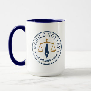 Taza Notaría Móvil Personalizada Firma Legal Azul Marin