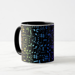 Taza Notas de Música Coloridas Músicos Amantes de la Mú