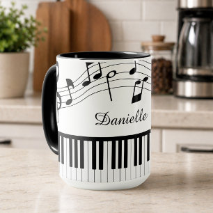 Taza Notas de Música de Piano Personalizadas Colores Pe