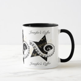 Taza Notas de oro personalizadas de la estrella musical