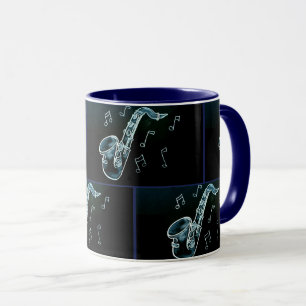 Taza Notas De Saxofón Y Música