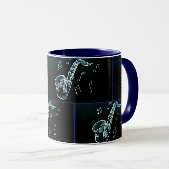 Taza Notas De Saxofón Y Música (Anverso derecho)