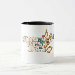 Taza Notas musicales Domingo el mejor día de la música