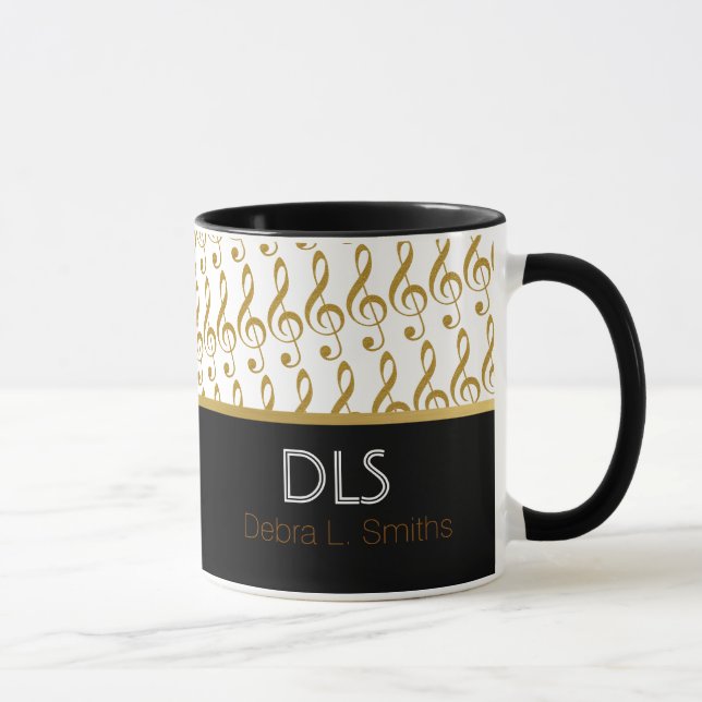 Taza notas musicales doradas personalizadas (Derecha)