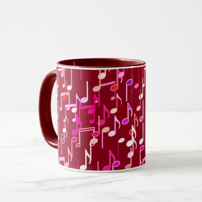Taza Notas musicales impresas - burgundy, multi (Anverso izquierdo)