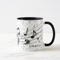 Notas musicales negras y grises personalizadas