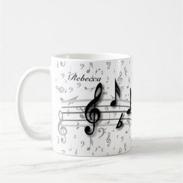 Taza Notas musicales negras y grises personalizadas