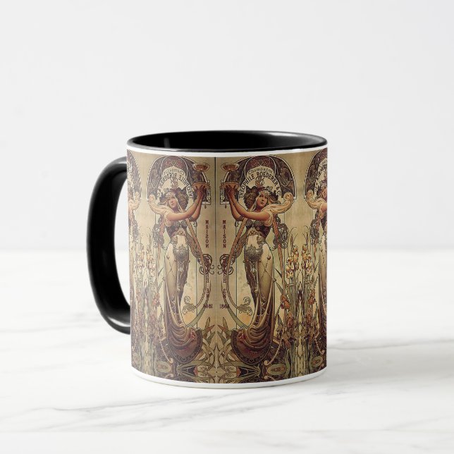 Taza Noveau de arte elegante ropa publicitaria (Anverso izquierdo)