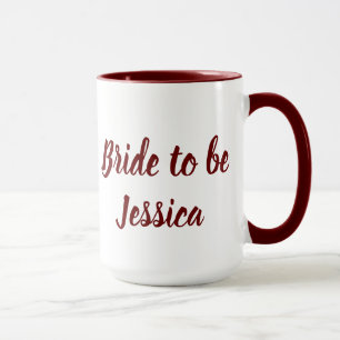 Taza Novia Burgundy Elegante Escritura Regalos Bodas