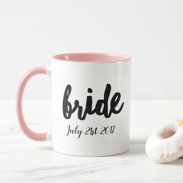 Taza Novia con fecha de boda personalizada (Con donut)