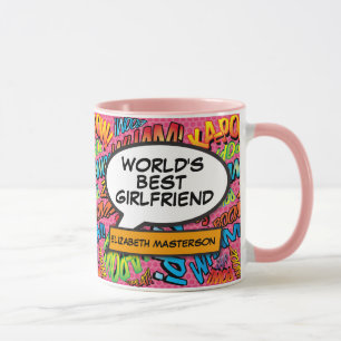 Taza Novia del Mundo Más Divertida Retro Comic Rosa