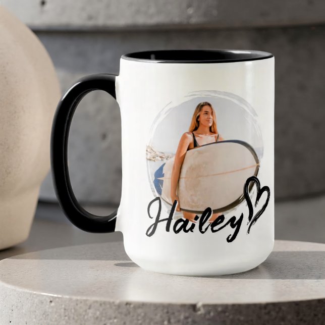 Taza Novia Simple Moderno Grunge Corazón Cool Foto (Subido por el creador)