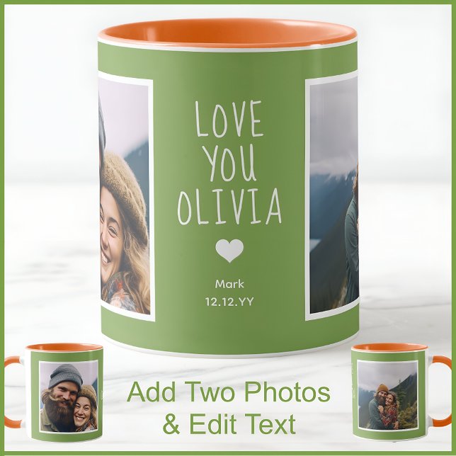 Taza Novia Te Ama Fotos Moderno Verde C111 Blanco (Subido por el creador)