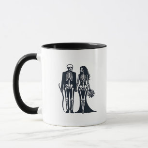 Taza Novia y Groom del Skeleton gótico - Hasta que la m